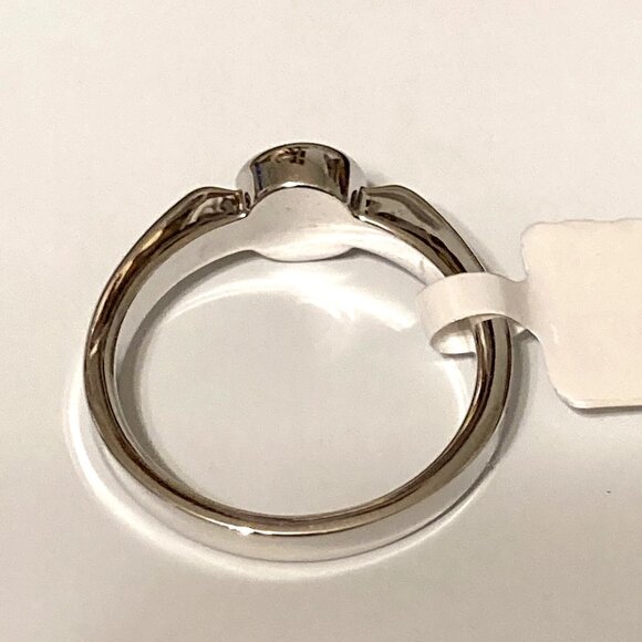 Silver Cubic Zirconia Solitaire Promise Ring Size 8 Bezel Set Rhodium Plated USA - Picture 6 of 9